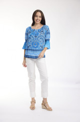 Graded Border Blue Boho Top Tassel by Orientique | Alibi Online Australia
