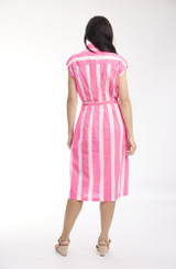 Women's Dresses | Stripe Collar Tie Waist Dress | ORIENTIQUE