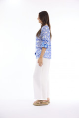 Women's Top | Maalti Blue Frill Sleeve Top | ESCAPE 