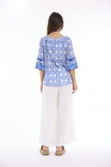 Women's Top | Maalti Blue Frill Sleeve Top | ESCAPE 
