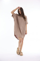 Women's Dresses | Linen Solid Boxy Dress | ESCAPE 