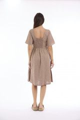 Women's Dresses | Linen Solid Square Neckline Dress | ESCAPE 