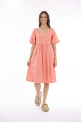Women's Dresses | Linen Solid Square Neckline Dress | ESCAPE 