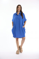 Women's Dresses | Linen Solid Boxy Dress | ESCAPE 