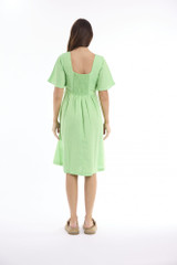 Women's Dresses | Linen Solid Square Neckline Dress | ESCAPE 