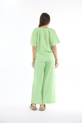 Women's Top | Linen Solid Chinese Collar Wide Sleeve Top | ESCAPE 