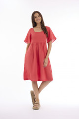 Women's Dresses | Linen Solid Square Neckline Dress | ESCAPE 