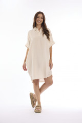 Women's Dresses | Linen Solid Boxy Dress | ESCAPE 