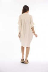 Women's Dresses | Linen Solid Boxy Dress | ESCAPE 