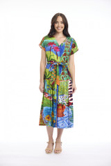 Women's Dresses | Le Moulin V Neck Buttonthrough Short Dress | ORIENTIQUE
