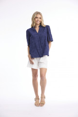 Women's Top | Broderie Short Sleeve Top | ORIENTIQUE