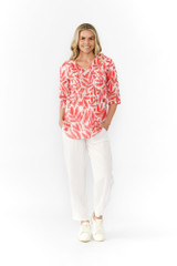 Women's Top | Tina V neck 3/4 Sleeve Pleated Top | ONE SUMMER