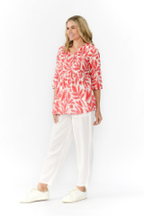 Women's Top | Tina V neck 3/4 Sleeve Pleated Top | ONE SUMMER