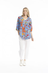 Women's Top | Tina V neck 3/4 Sleeve Pleated Top | ONE SUMMER