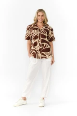Women's Top | Margot Collared Short Sleeve Top| ONE SUMMER