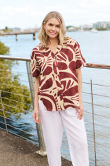 Women's Top | Margot Collared Short Sleeve Top| ONE SUMMER