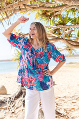 Women's Top | Kayla Short Sleeve Cotton Blouse | ONE SUMMER