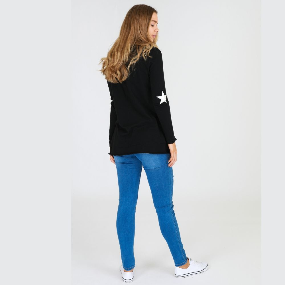 Leopard Star Tee in Black by 3RD STORY 