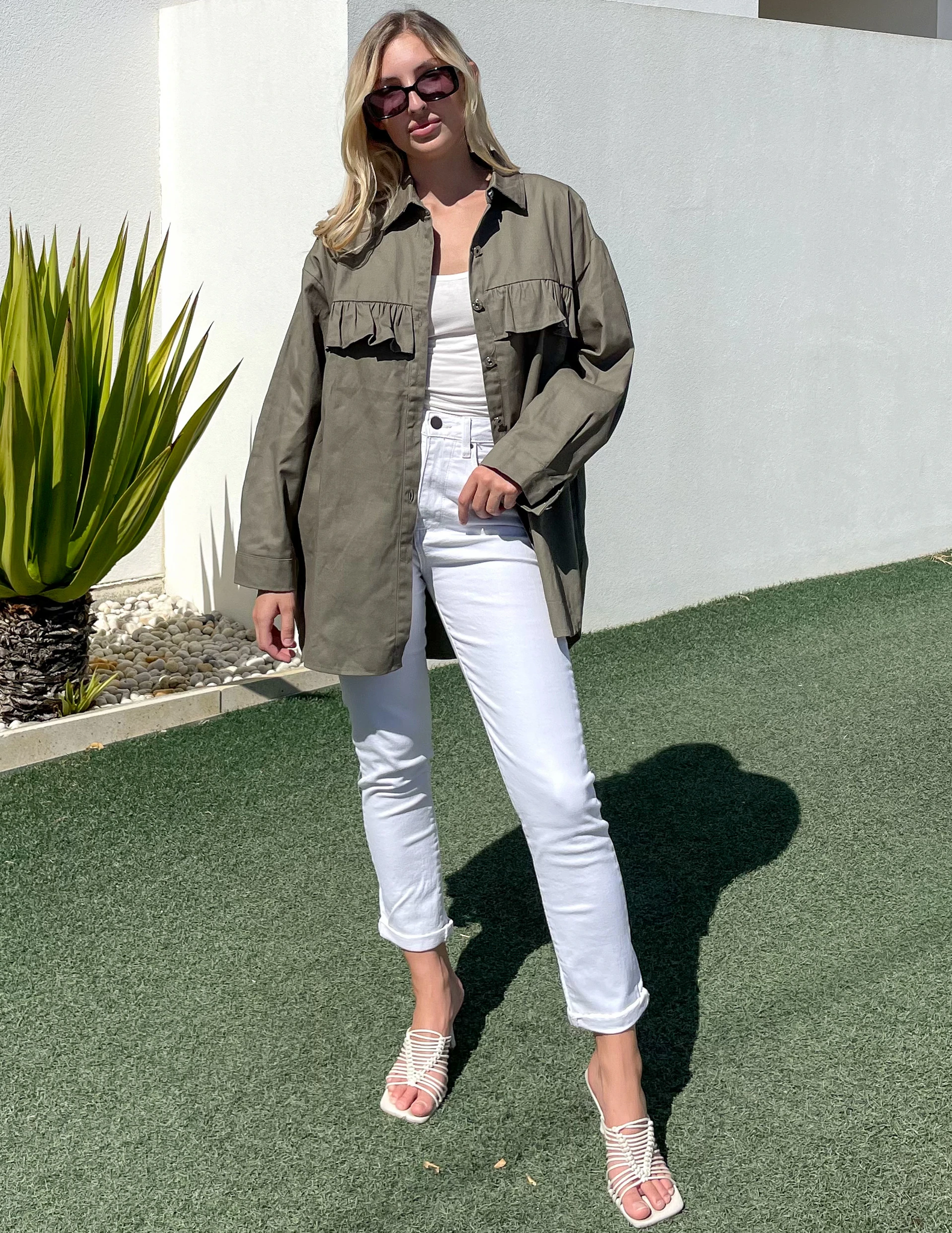 KL696 Shirt Jacket in Khaki KIIK LUXE 