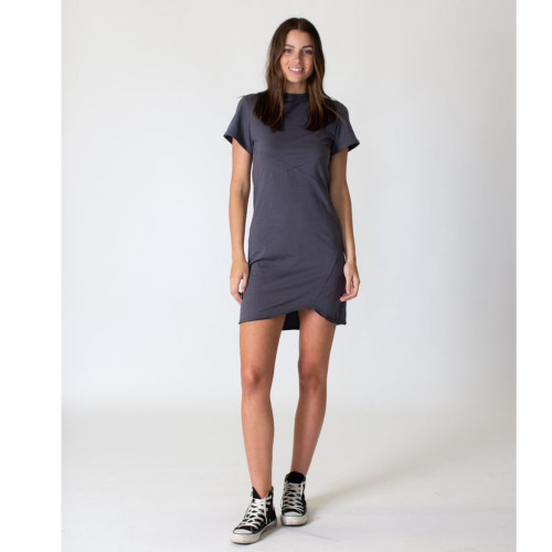 Women's Dresses | Cross Seam Dress in Asphalt | CASA AMUK