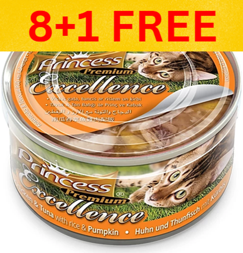 Princess Premium Excellence Chicken & Tuna With Rice & Pumpkin 70g