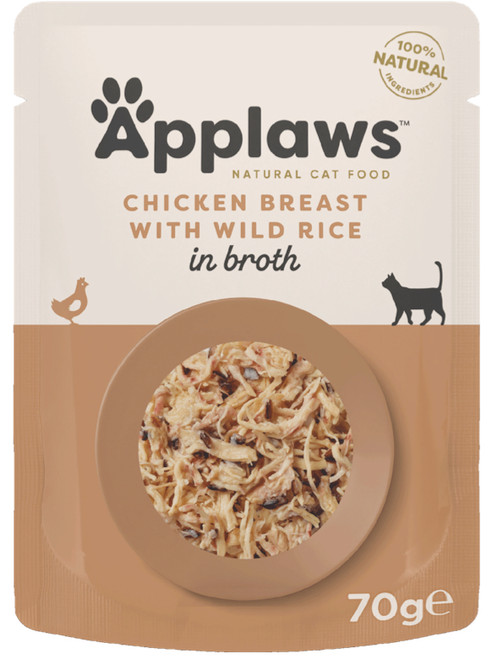 Applaws Chicken Breast with Wild Rice in Broth Pouch 70g