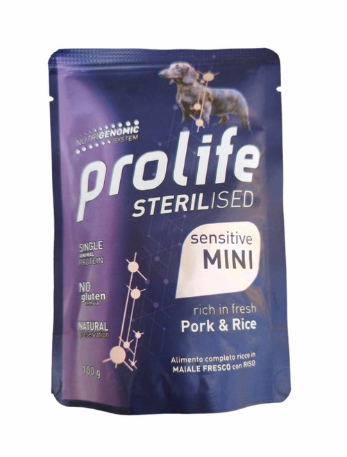 PROLIFE STERILISED  ADULT MINI PORK & RICE 100G