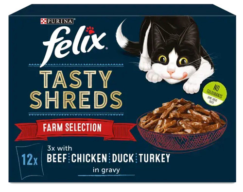 Purina Felix Tasty Shreds - Farm Selection in Gravy 12x80g