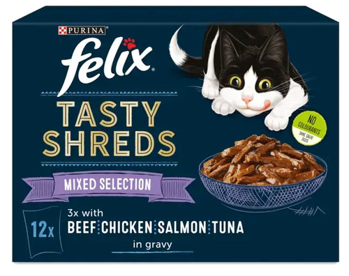Purina Felix Tasty Shreds - Mixed Selection in Gravy 12x80g