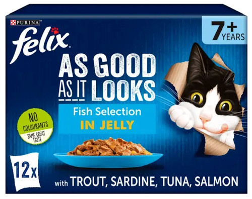 Purina Felix Fish Selection Jelly 7+ As Good As It Looks x12
