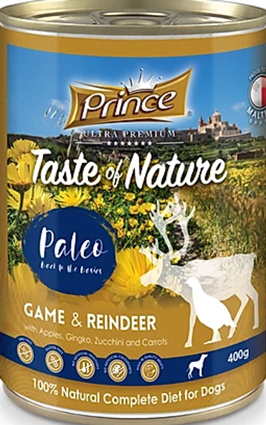 Prince Taste Of Nature Paleo Game & Reindeer With Apples, Gingko, Zucchini And Carrots 400g