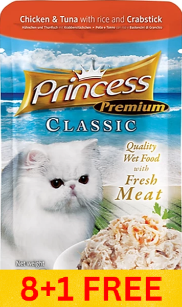 Princess Premium Pouch Chicken & Tuna With Rice and Crab Stick 70g