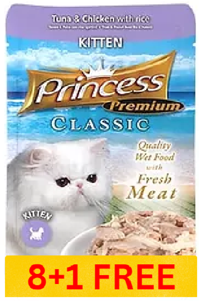 Princess Premium Pouch Tuna & Chicken with Rice - Kitten 70g