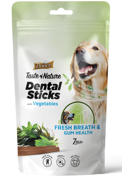 Prince Taste of Nature Dental Sticks with Seaweed & Spirulina - Fresh Breath & Gum Health x7