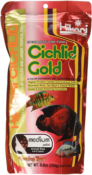 Hikari Cichlid Gold Color Enhancing Fish Food - Medium Pellet (8.8 oz)