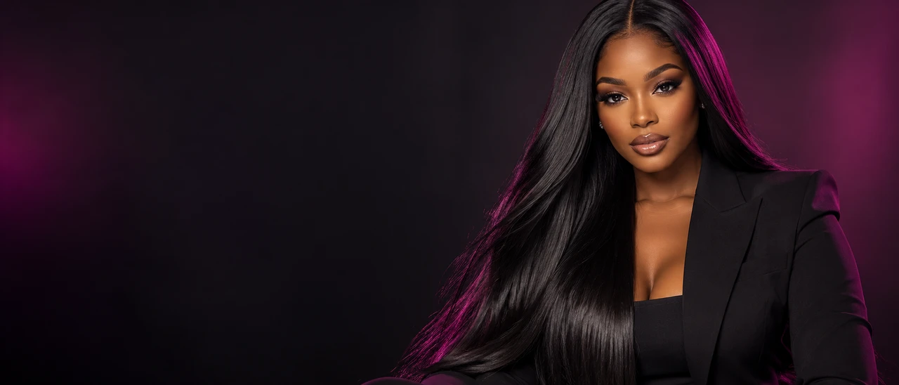 Model showing long straight hair