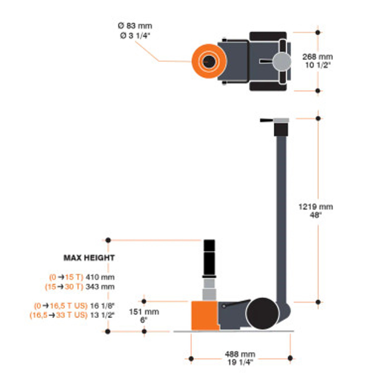33 Ton Professional Air/Hydraulic Floor Jack