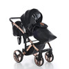Junama Handcraft Black Rose Gold Pram & Pushchair