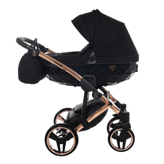 Junama Individual Black Rose Gold Pram, Carrycot