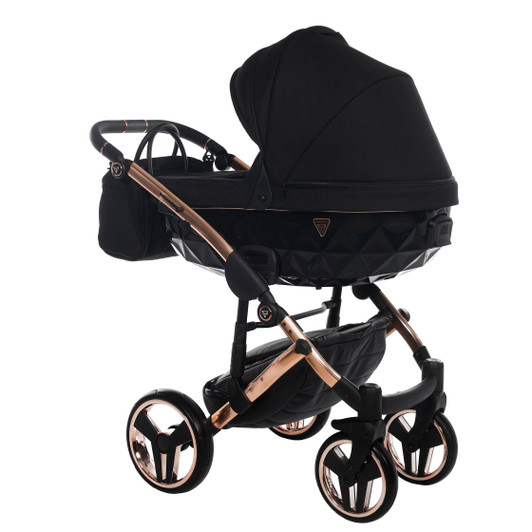 Junama Individual Black Rose Gold Pram, Carrycot