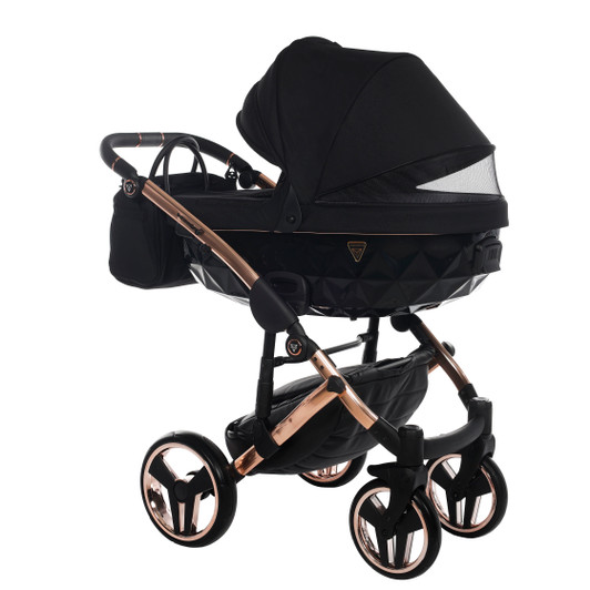 Junama Individual Black Rose Gold Pram, Carrycot