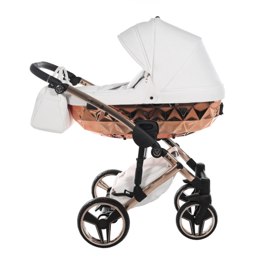 Junama Fluo Individual Mirror White Rose Gold 2‑in‑1 Pram Pushchair Travel System