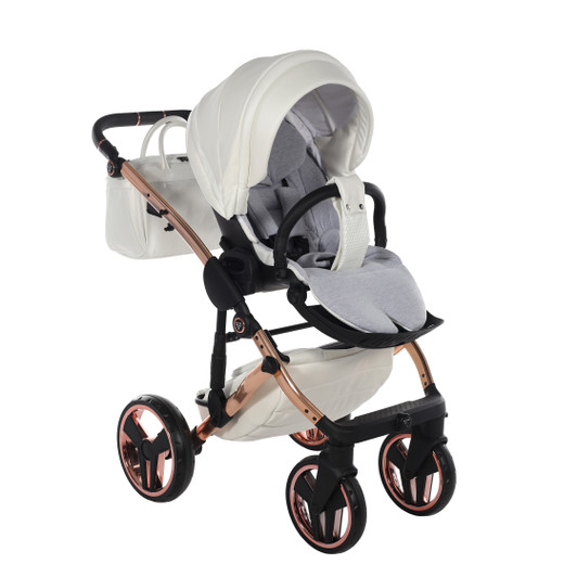 Junama Fluo Individual Mirror White Rose Gold 2‑in‑1 Pram Pushchair Travel System