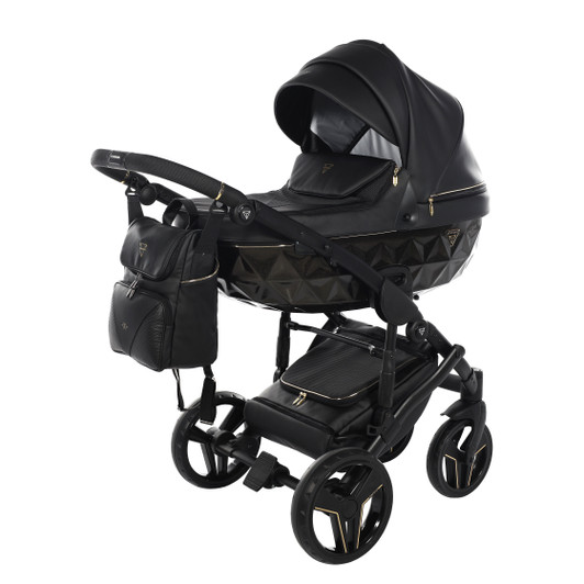 Junama S-Class Black Pram, Carrycot