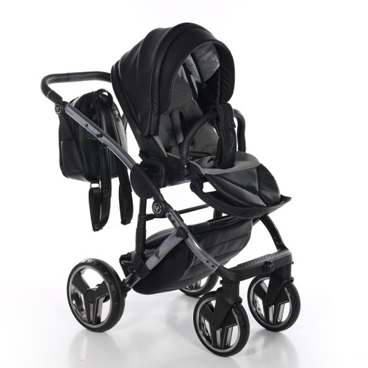 Junama Handcraft Black 2‑in‑1 Pram Pushchair Travel System