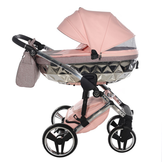 Junama Handcraft Glitter Pink 2‑in‑1 Pram Pushchair Travel System