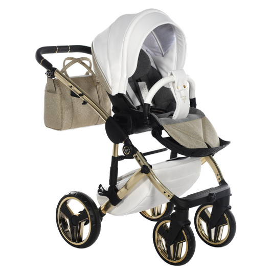 Junama Handcraft Glitter Gold 2‑in‑1 Pram Pushchair Travel System