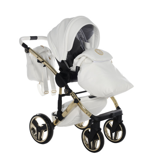 Junama Handcraft White Gold 2‑in‑1 Pram Pushchair Travel System