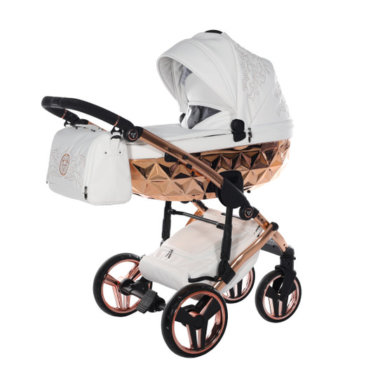 Junama Enzo White Rose Gold Pram Pushchair Travel System