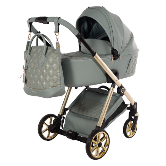 Junama Elegante Art Deco Green 2‑in‑1 Pram Pushchair Travel System